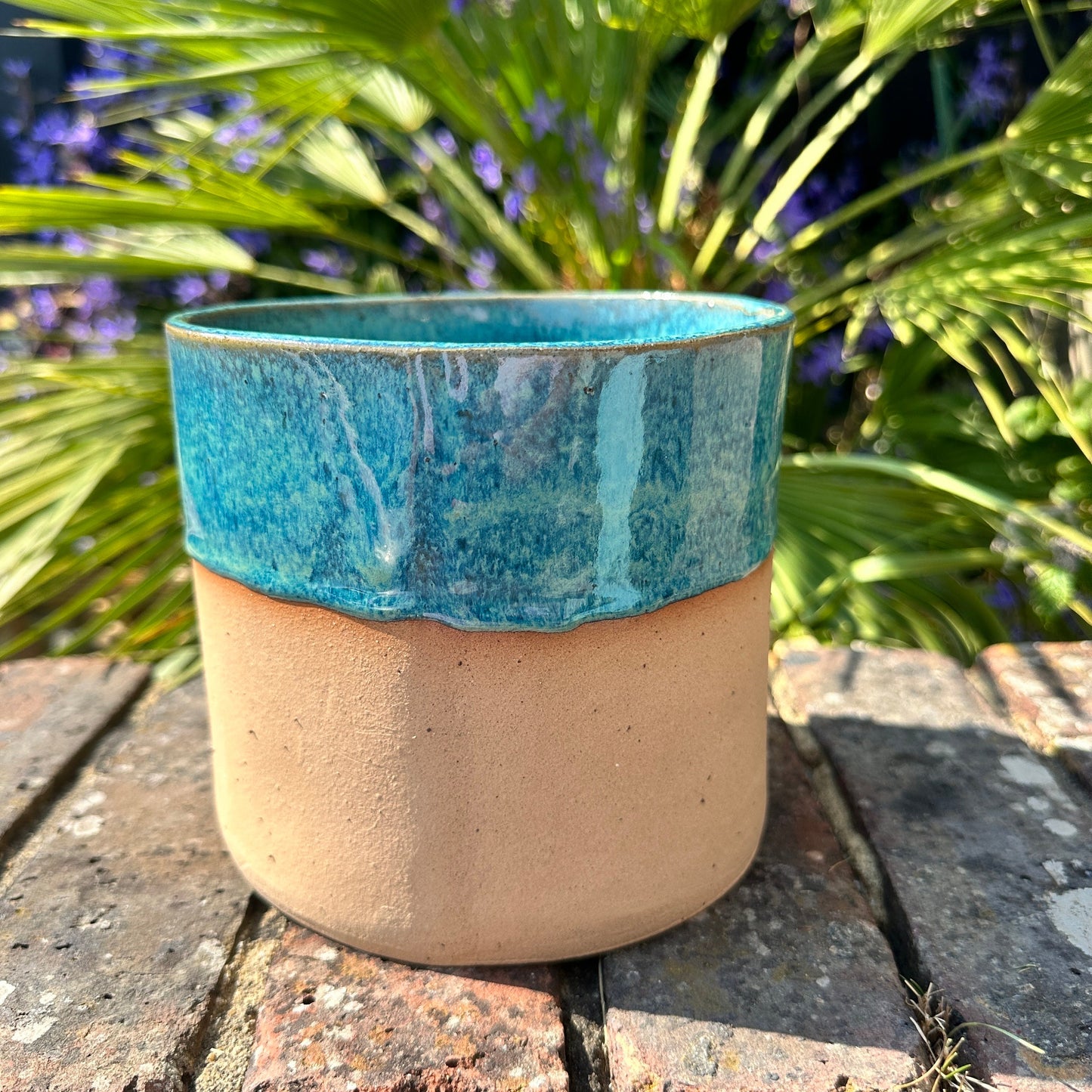 Turquoise Ceramic Planter, Indoor Plant Pot