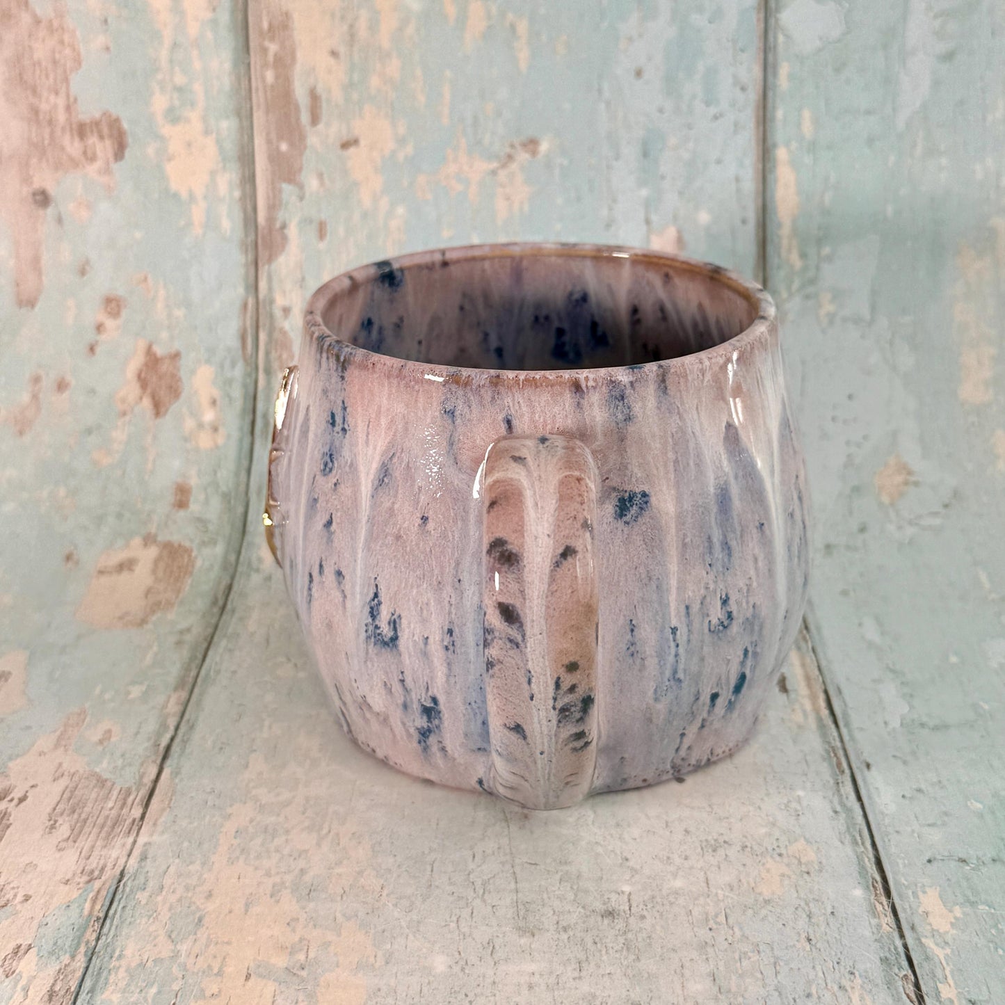 Lavender and Gold Northern Star Mug, Handmade Ceramic Mug
