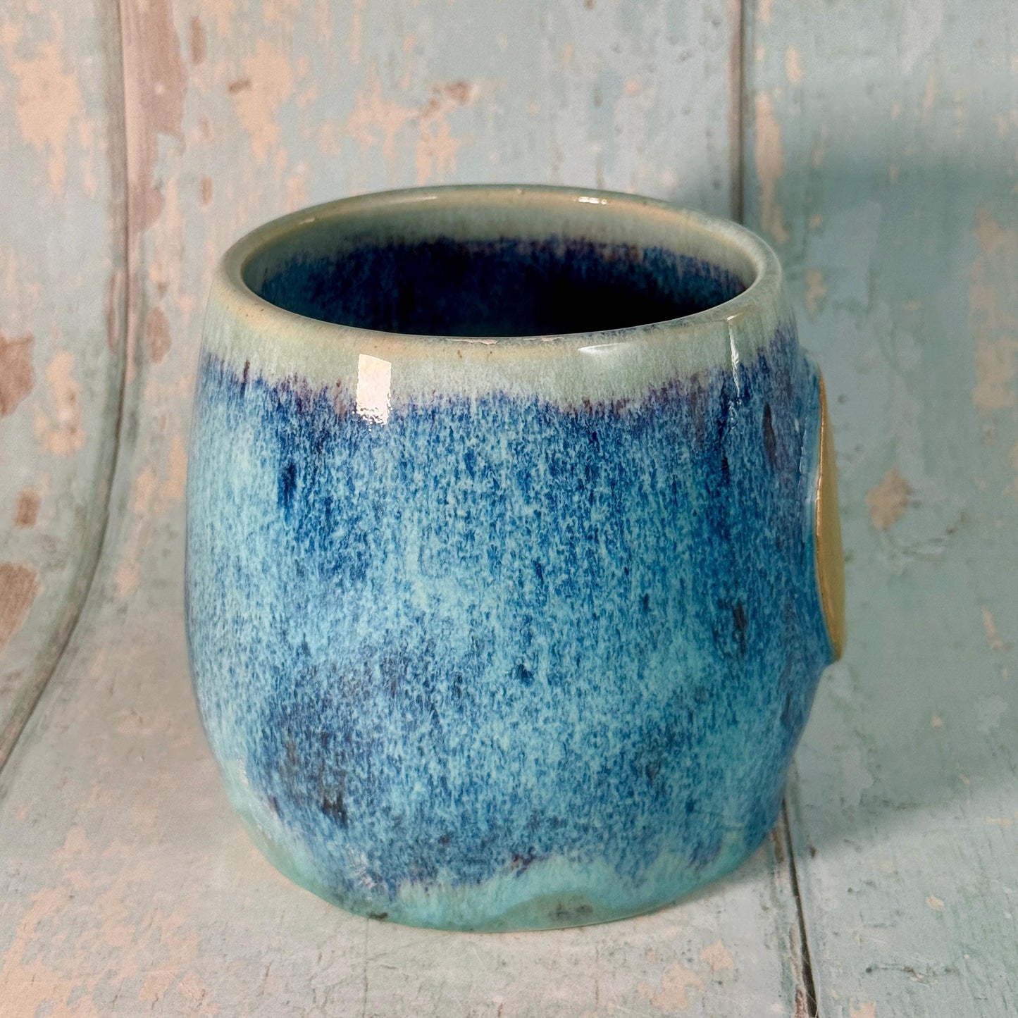 Purple and Turquoise Gold Moon Mug, Handmade Ceramic Mug