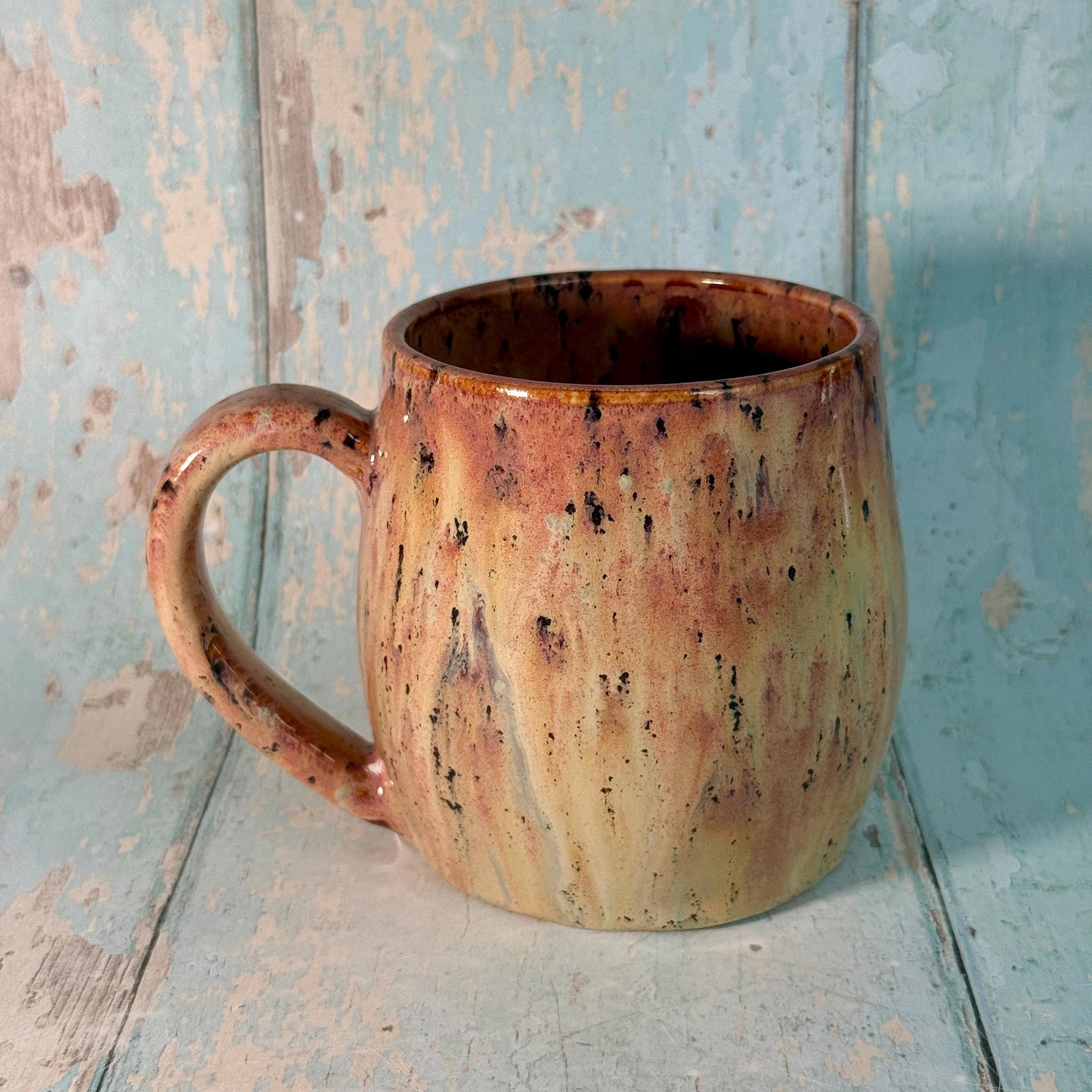 Beige spotty Gold Star Mug, Handmade Ceramic Mug