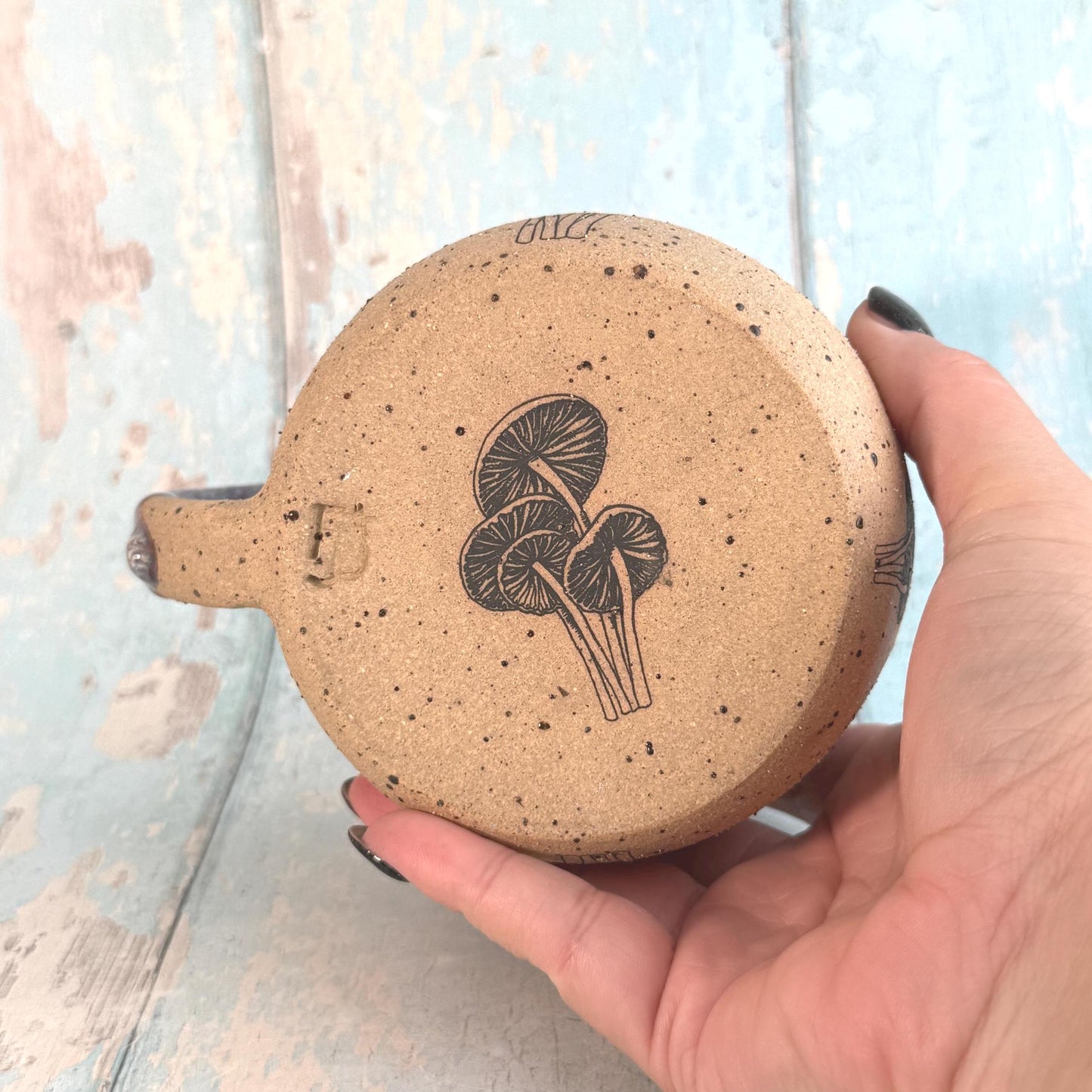 Purple Mushroom Mug, Fungi Ceramic Cup