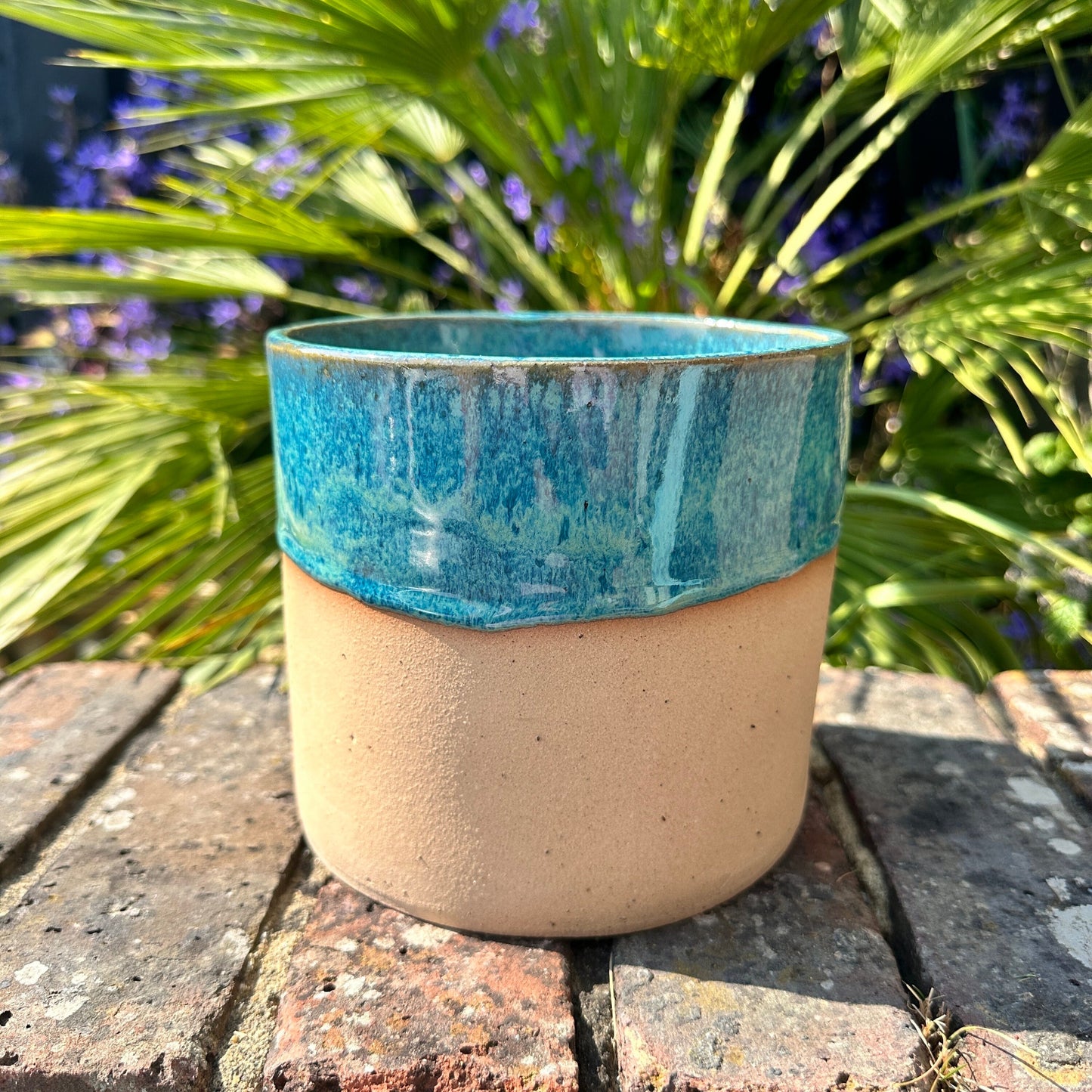 Turquoise Ceramic Planter, Indoor Plant Pot