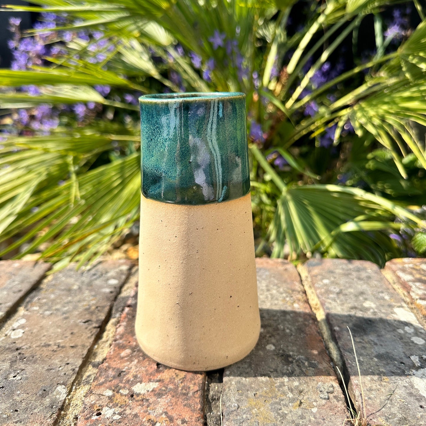 Green Ceramic Vase, Handmade Modern Pottery