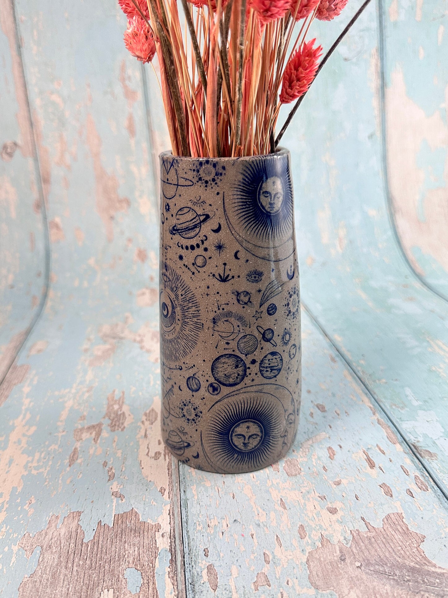 Grey Space Ceramic Vase, Handmade Modern Pottery