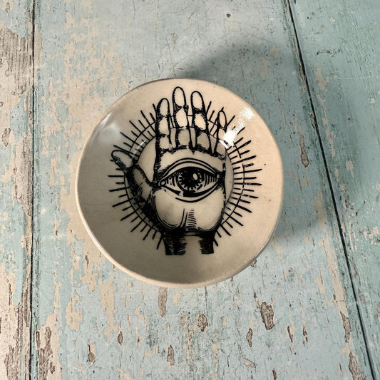 Small Mystical Hand Ring Dish, Handmade Ceramic Pot