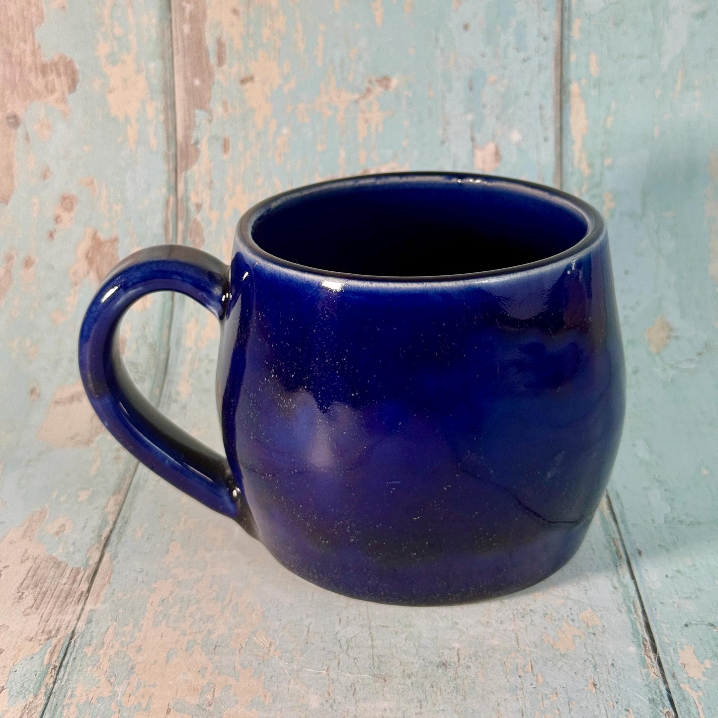 Dark Blue Gold Star Mug, Handmade Ceramic Mug