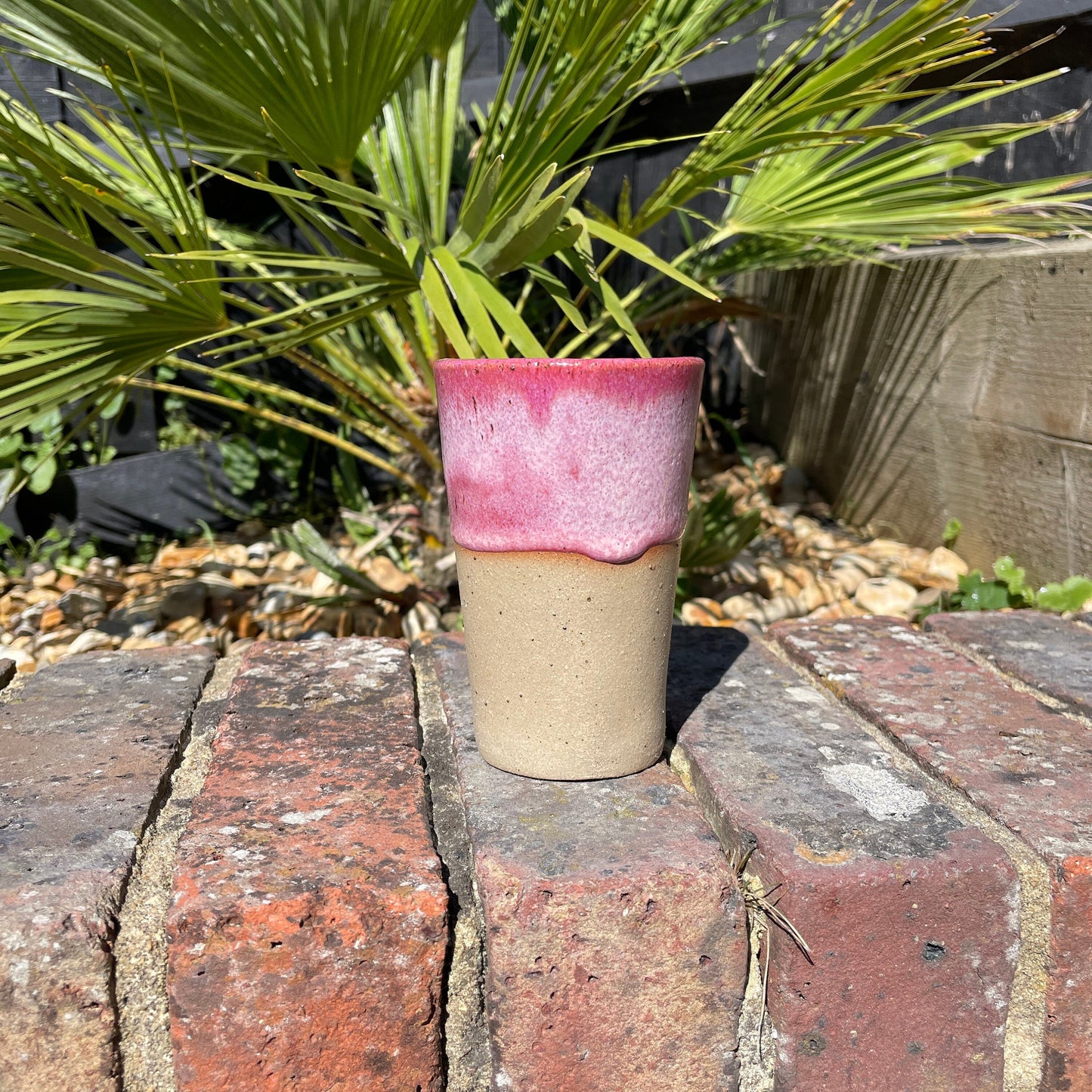 Pink Ceramic Tumbler, Handmade Modern Cup