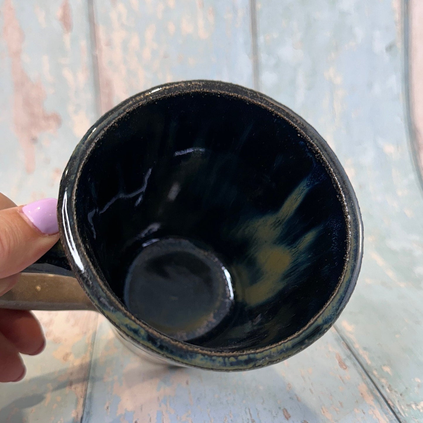 Black and Grey Mystical Mug, Handmade Ceramic Cup