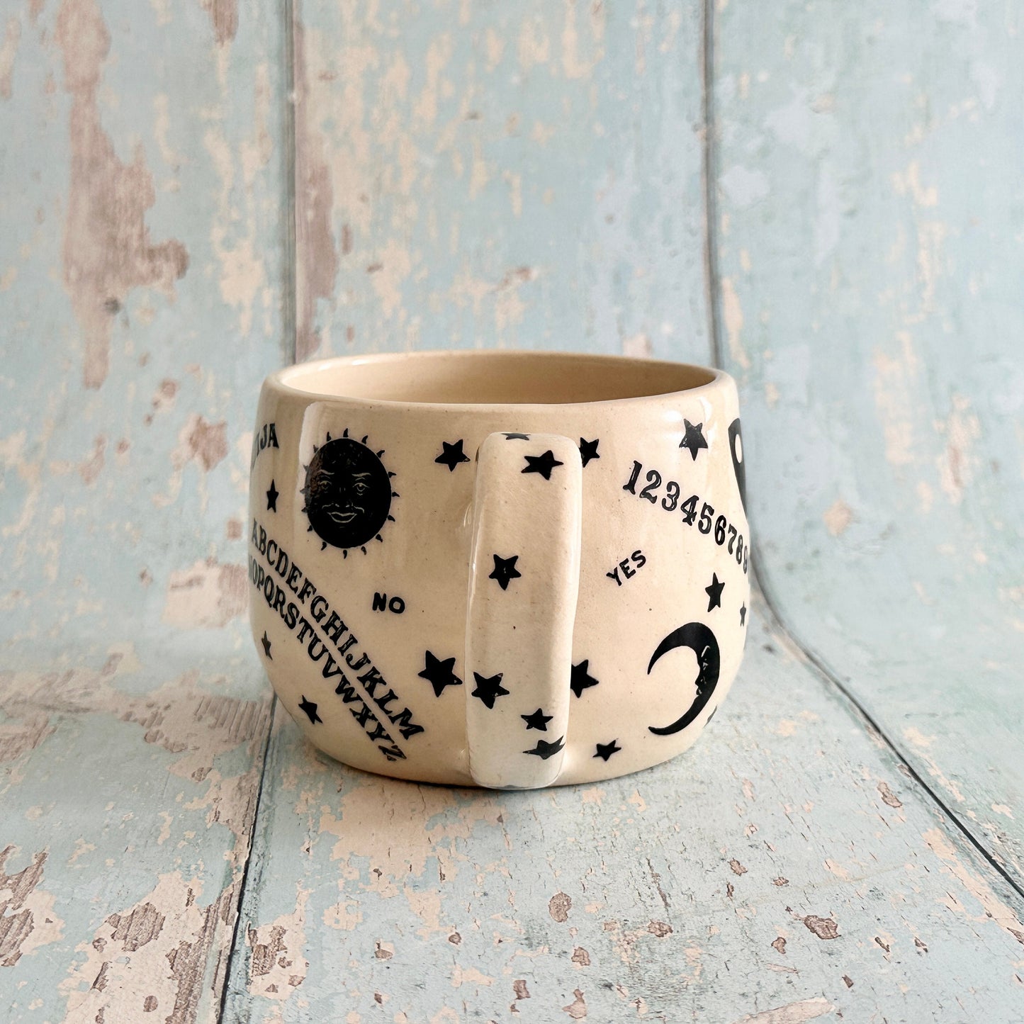 Halloween Ouija Mug, Handmade Ceramic Cup
