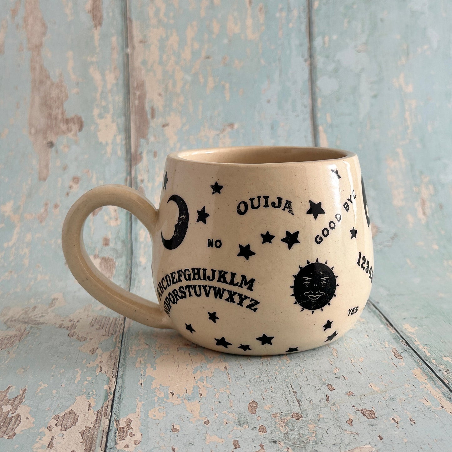 Halloween Ouija Mug, Handmade Ceramic Cup
