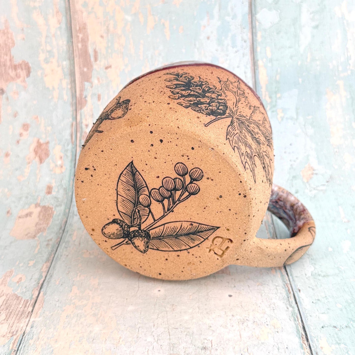 Purple Autumn Fall Mug,  Large Ceramic Cup