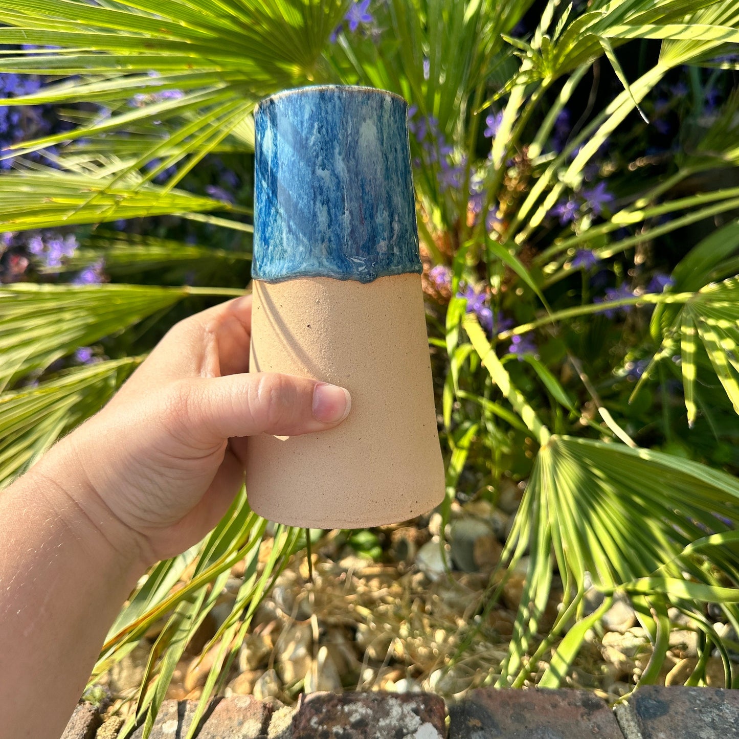 Blue Ceramic Vase, Handmade Modern Pottery