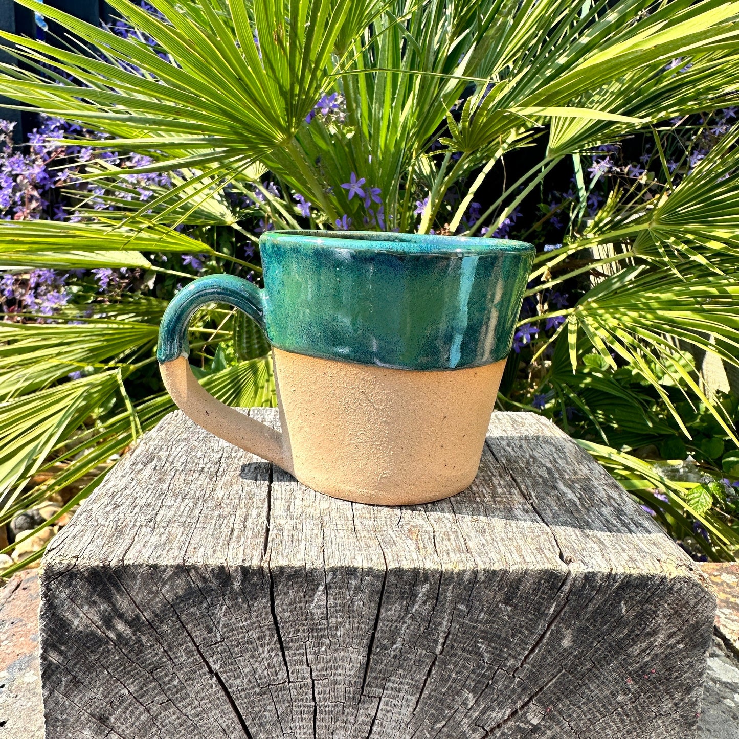 Green Ceramic Mug, Handmade Pottery Cup