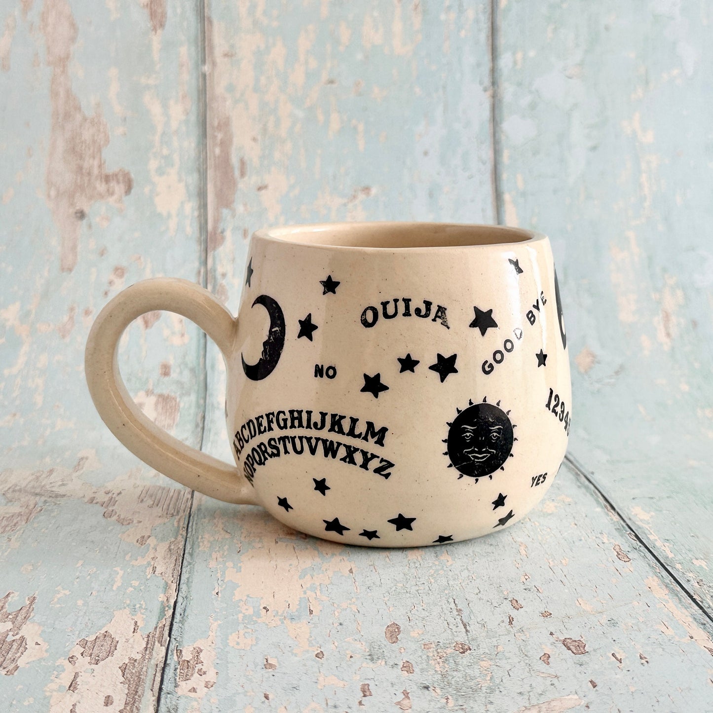 Halloween Ouija Mug, Handmade Ceramic Cup