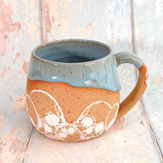 Turquoise Skull Mug, Handmade Ceramic Cup
