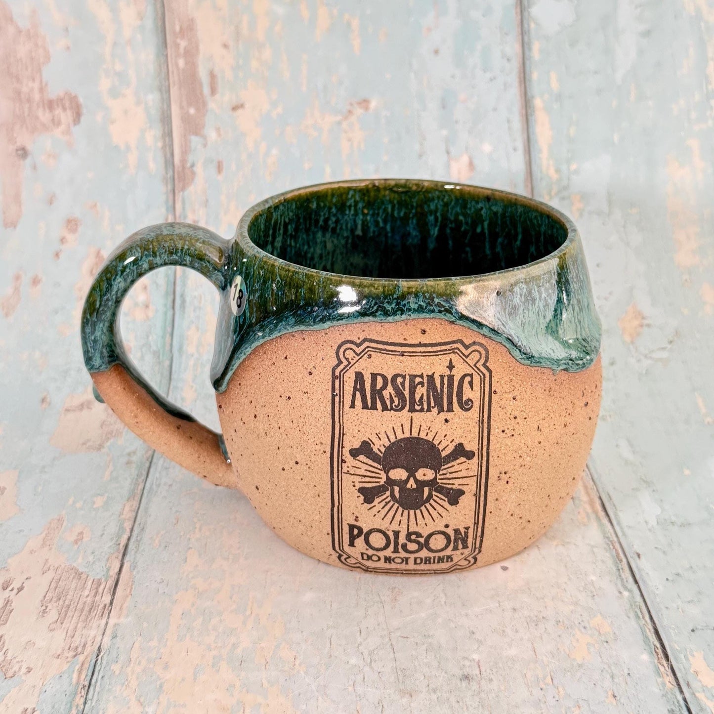 Green and Black "Poison" Witch Label Mug Halloween Spooky Season Cup