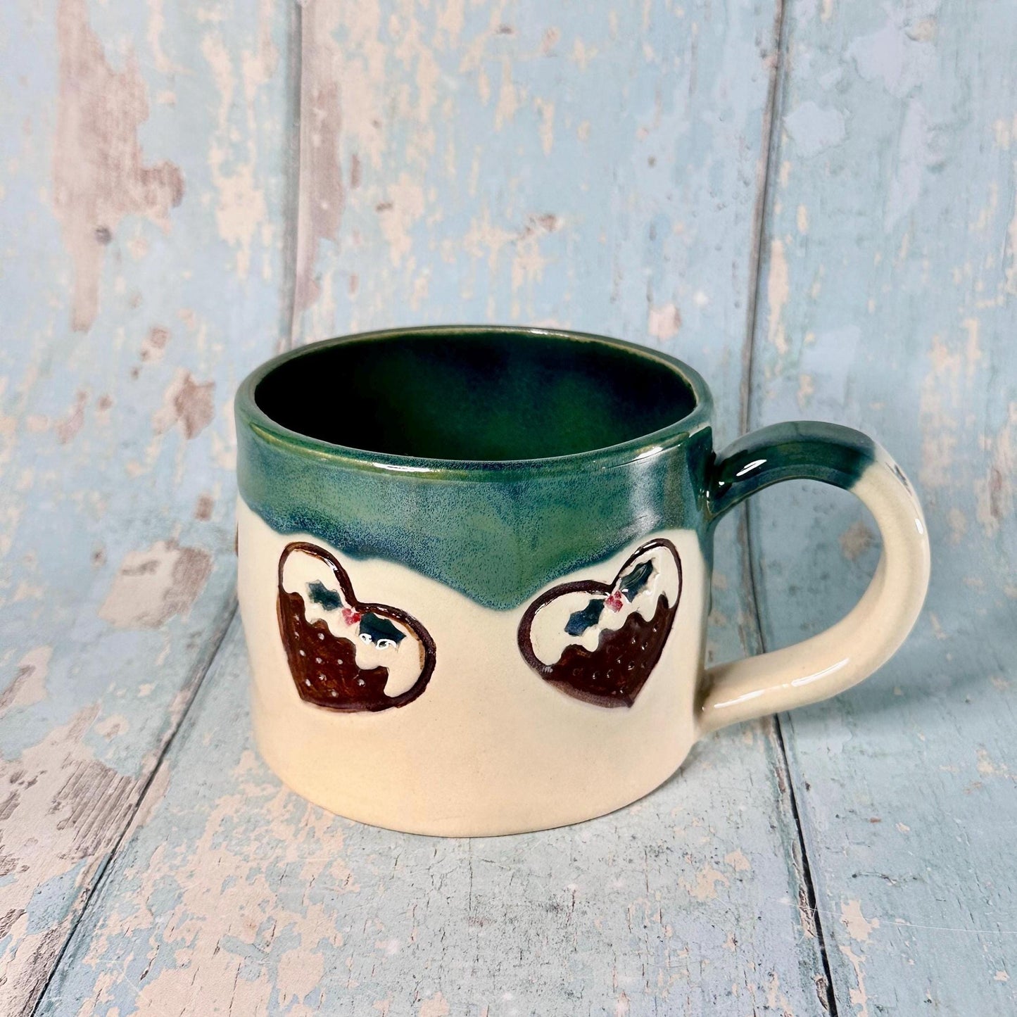 Christmas Pudding Mug, Handmade Ceramic Cup - Second