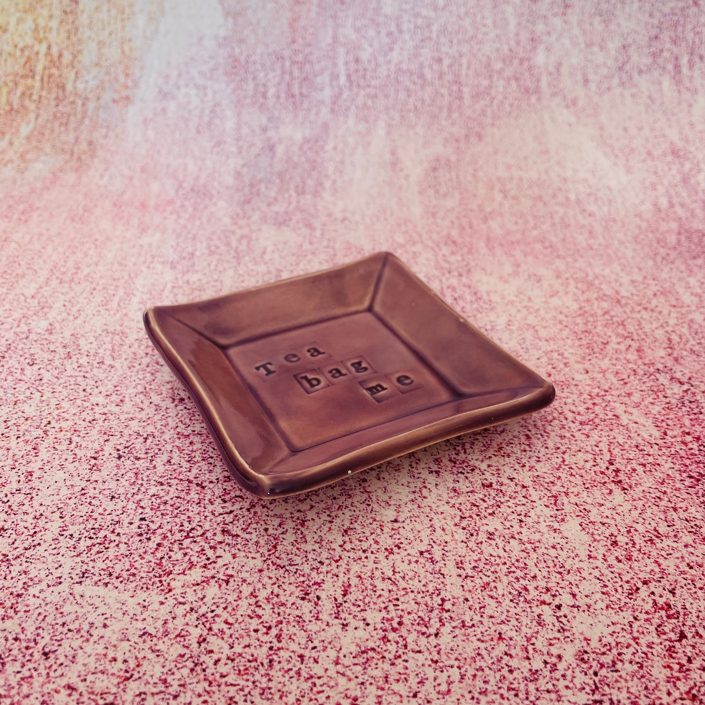 Purple Ceramic Dish, Tea Bag Holder