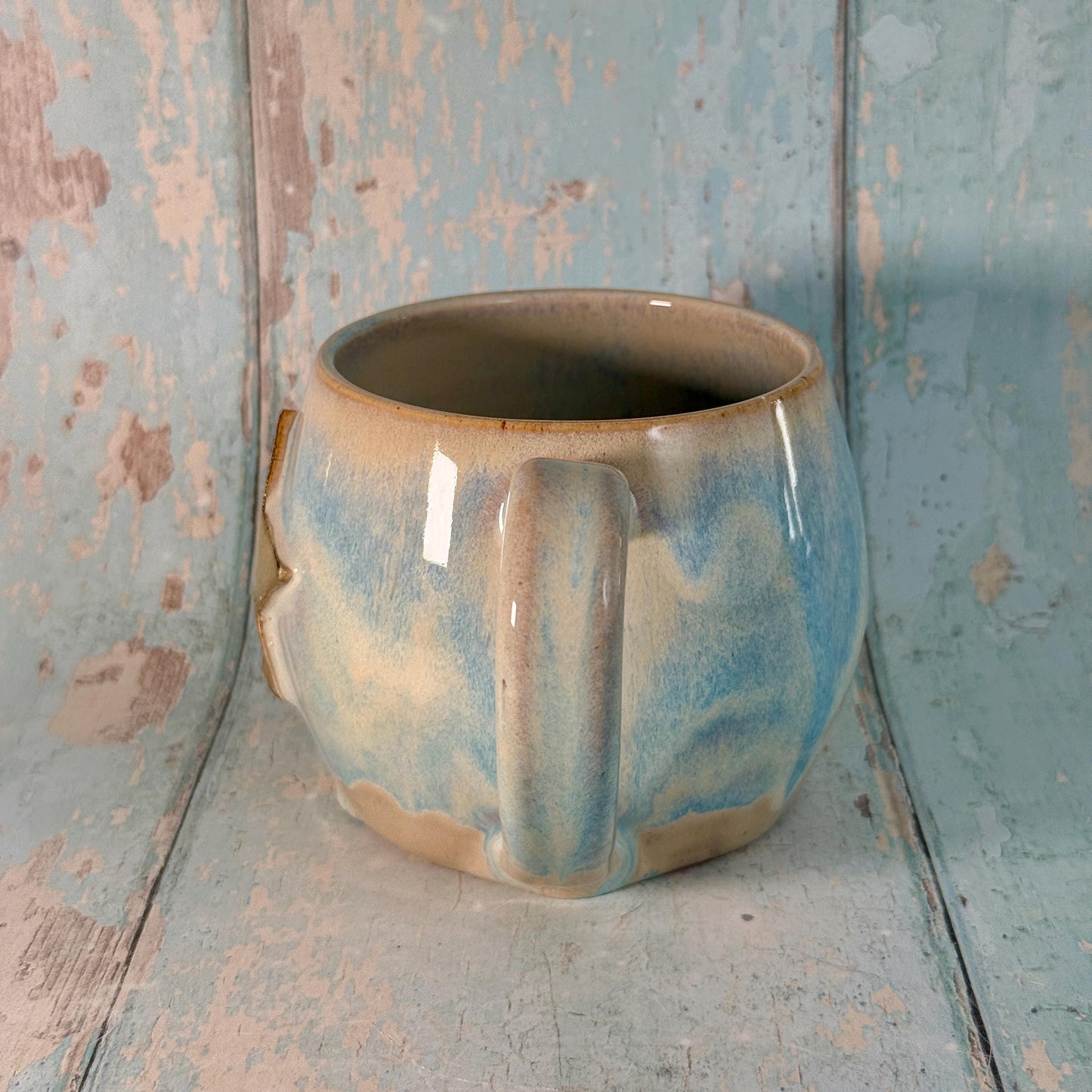 Blue Gold Star Mug, Handmade Ceramic Mug