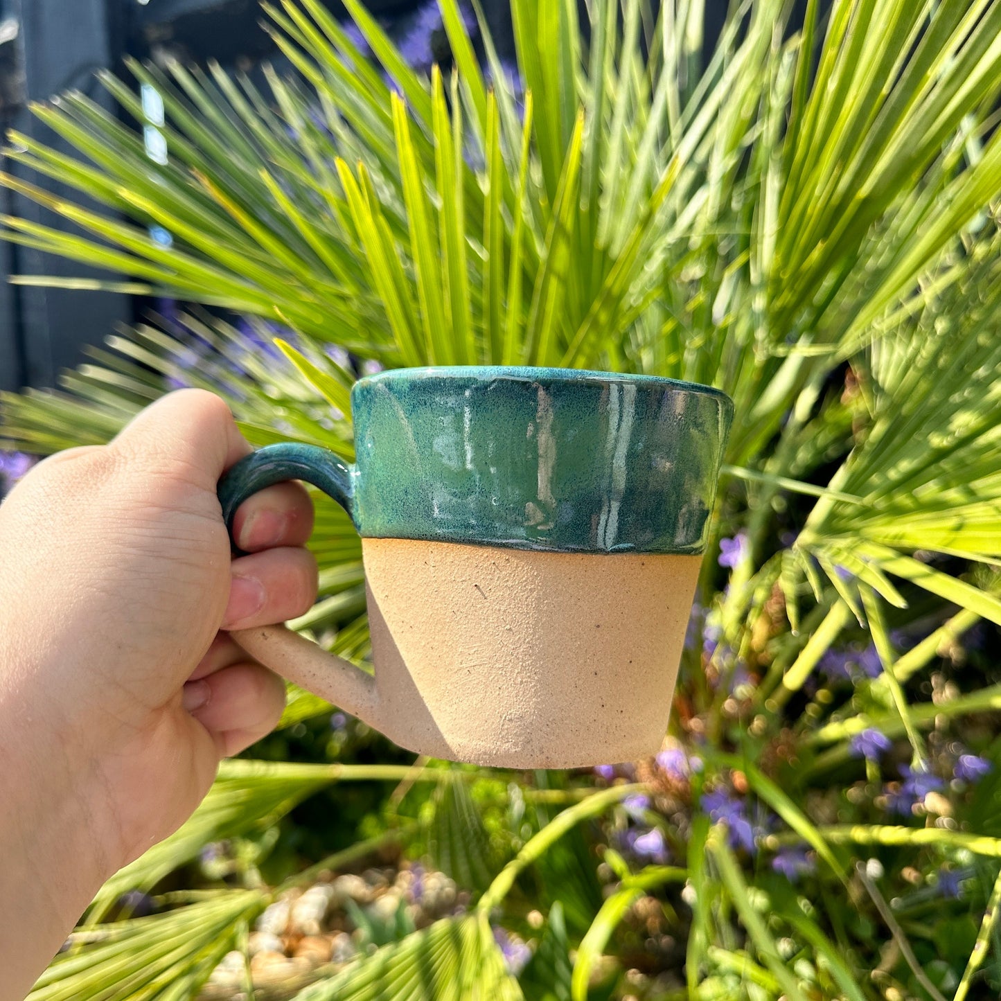 Green Ceramic Mug, Handmade Pottery Cup
