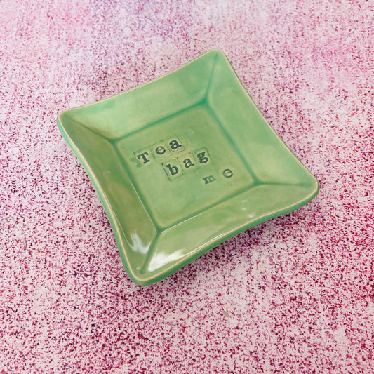 Green Ceramic Dish, Tea Bag Holder