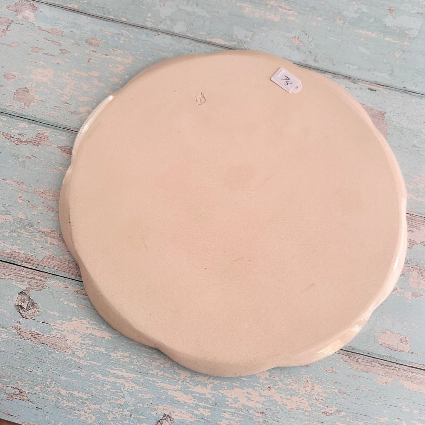 Pink Polka Dot and Yellow Lemon Platter, Large Handmade Round Ceramic Cake  Plate
