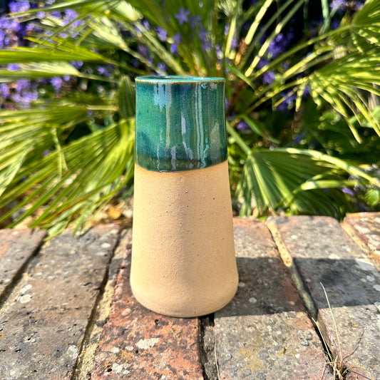 Green Ceramic Vase, Handmade Modern Pottery