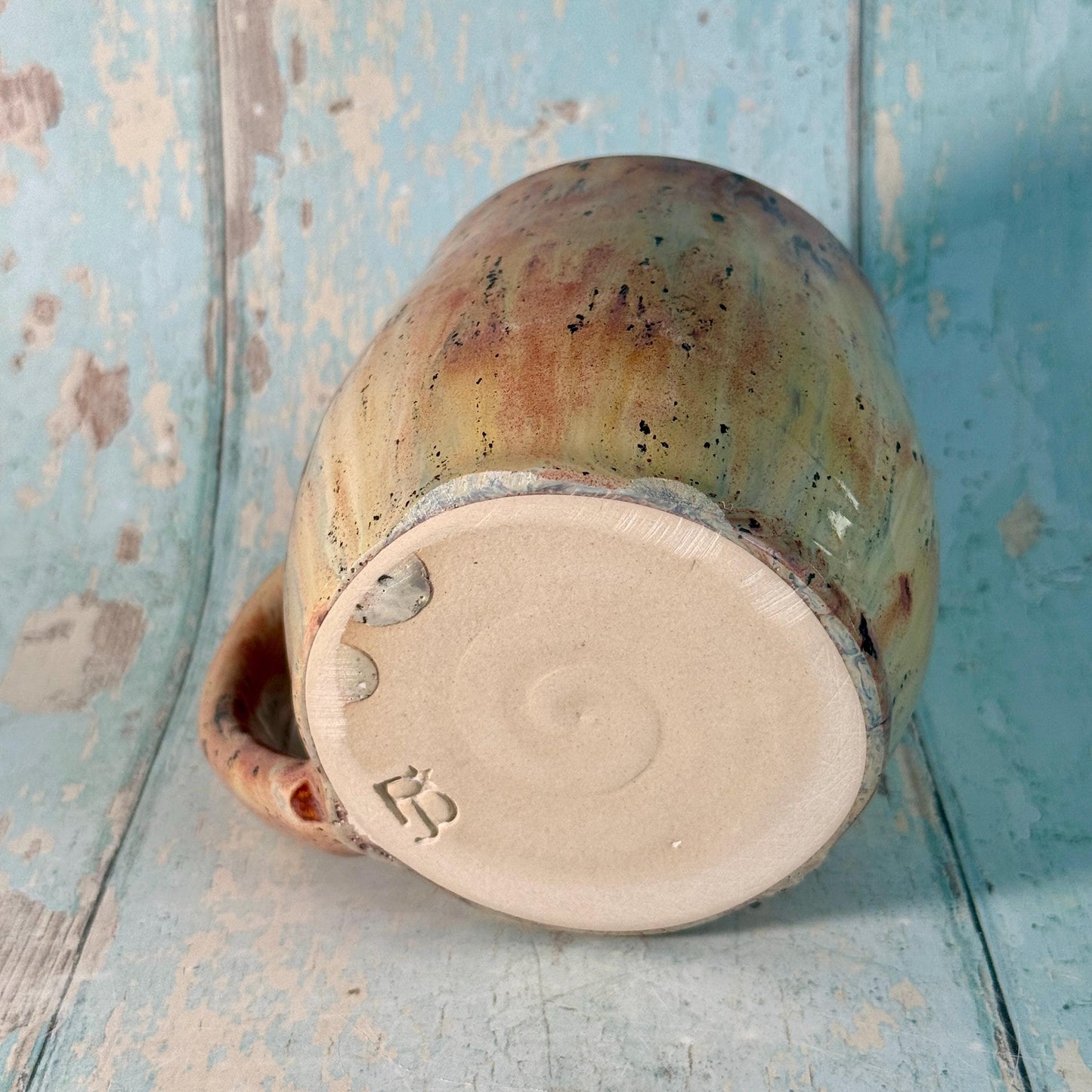 Beige spotty Gold Star Mug, Handmade Ceramic Mug