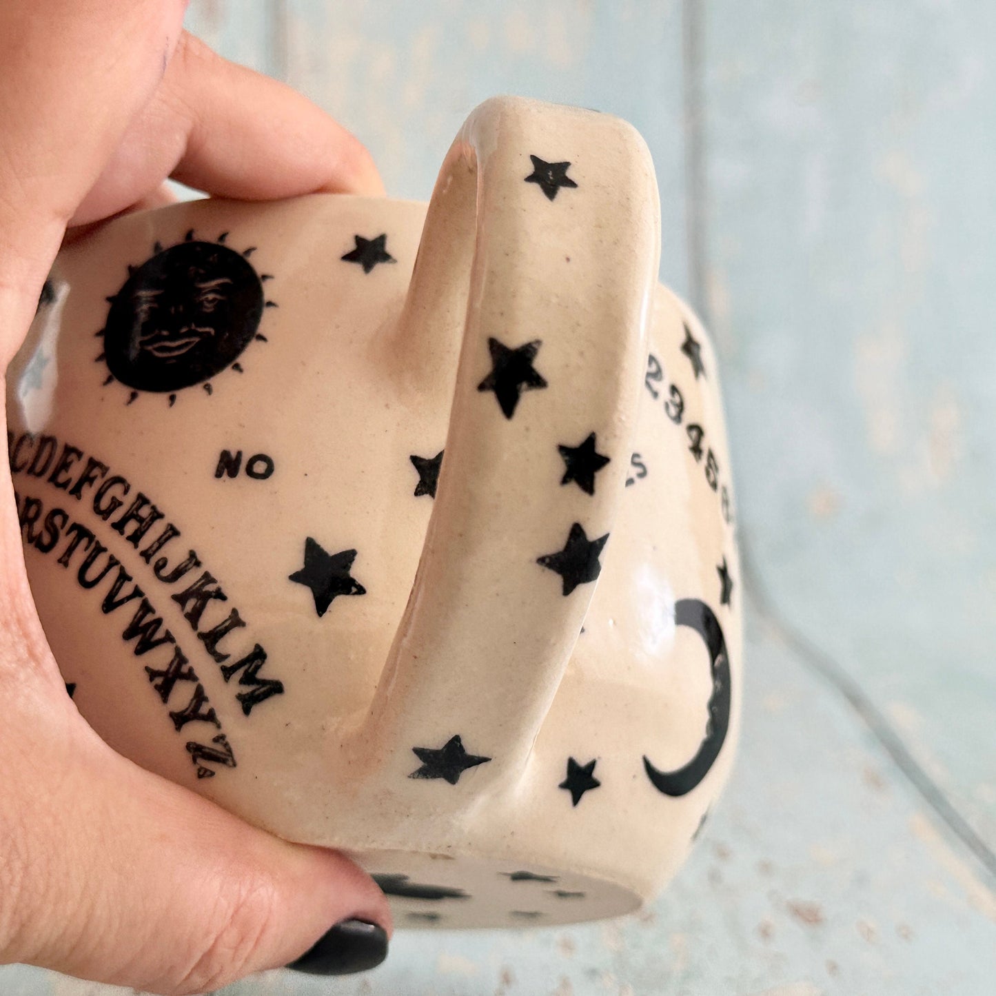 Halloween Ouija Mug, Handmade Ceramic Cup
