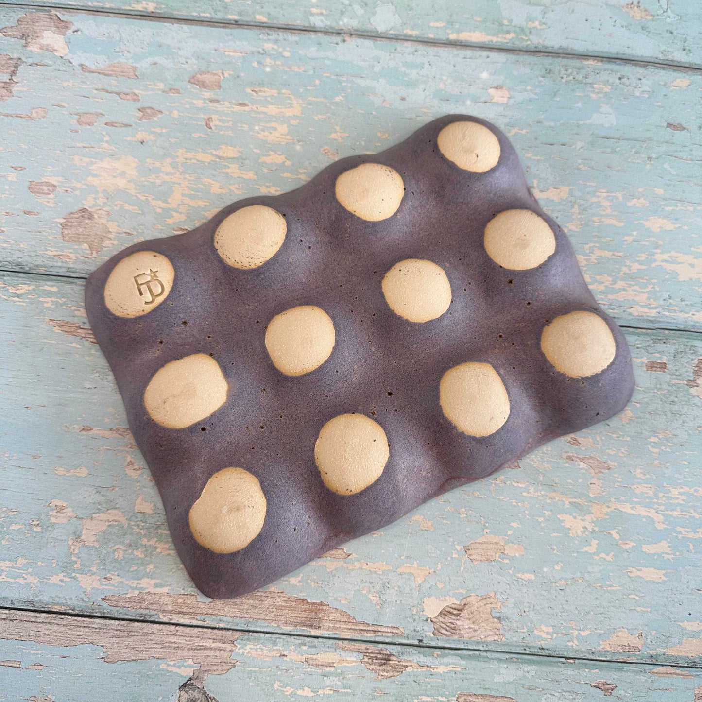 Purple Ceramic Egg Tray, Holds 6 or 12 Eggs