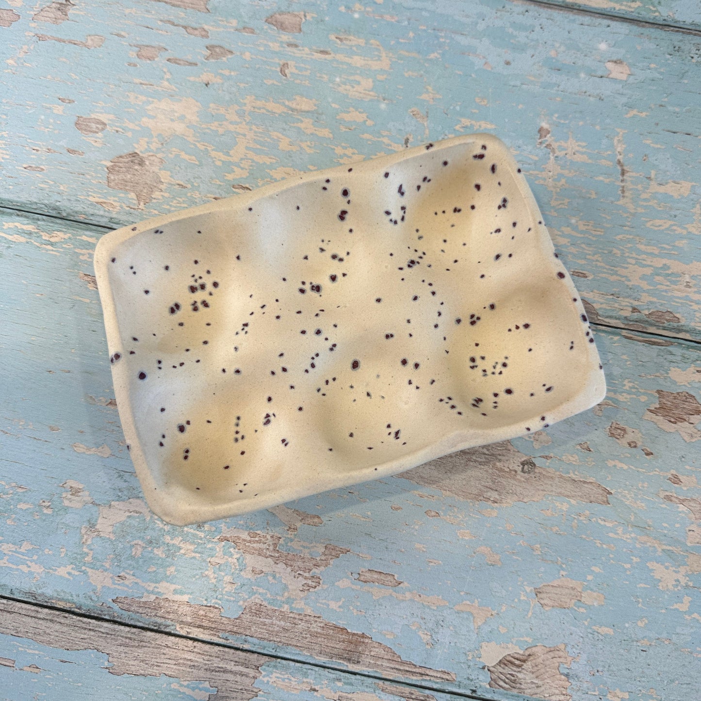 White Ceramic Egg Tray, Holds 6 or 12 Eggs