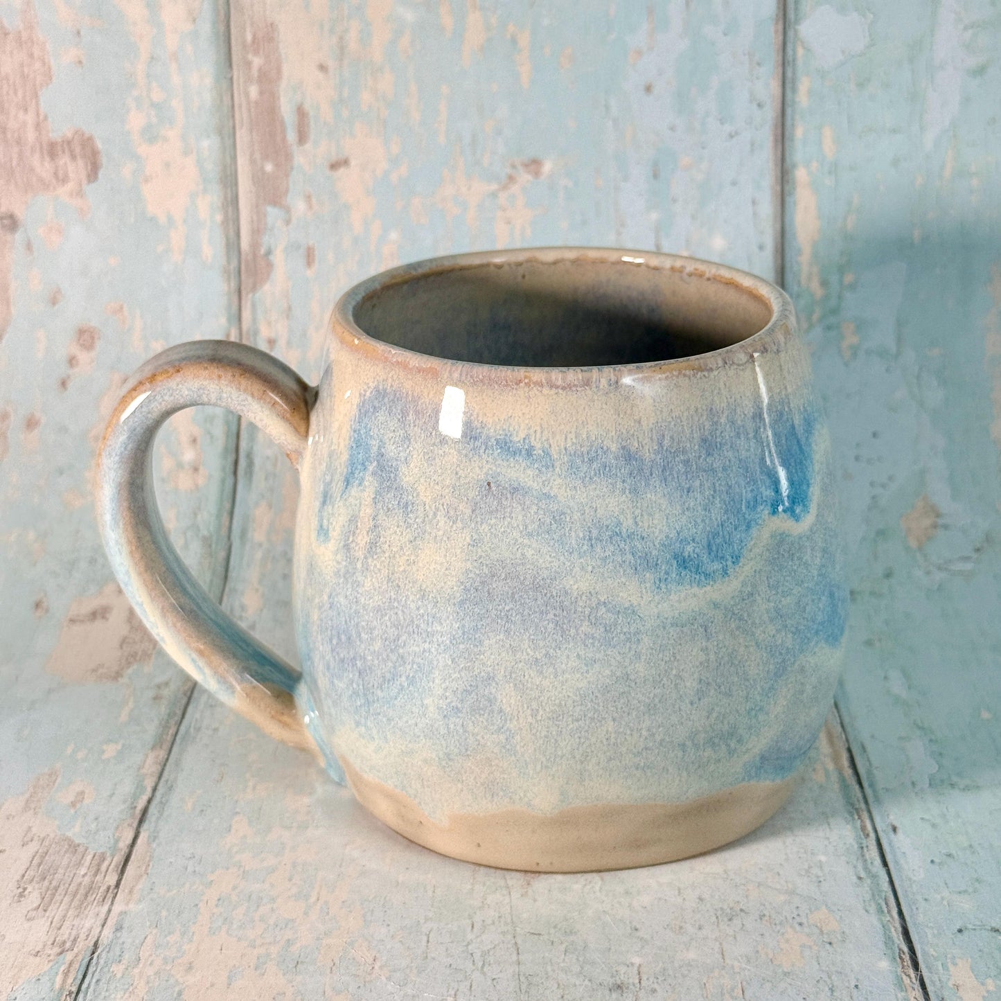 Blue Gold Star Mug, Handmade Ceramic Mug