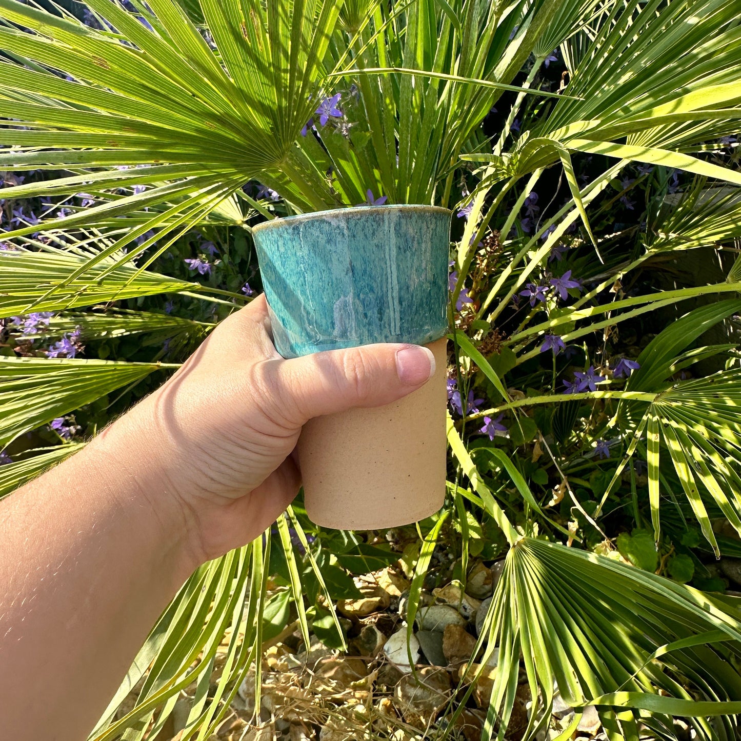 Turquoise Ceramic Tumbler, Handmade Modern Cup