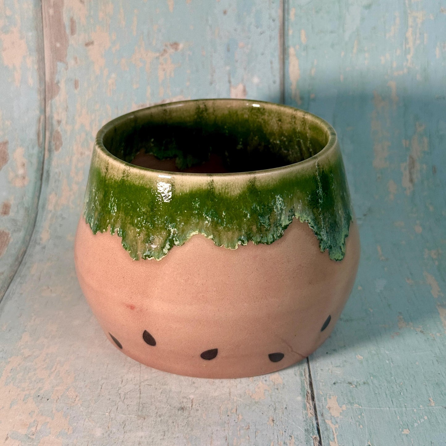 Ceramic Watermelon Mug, Large Pink and Green Cup - Second