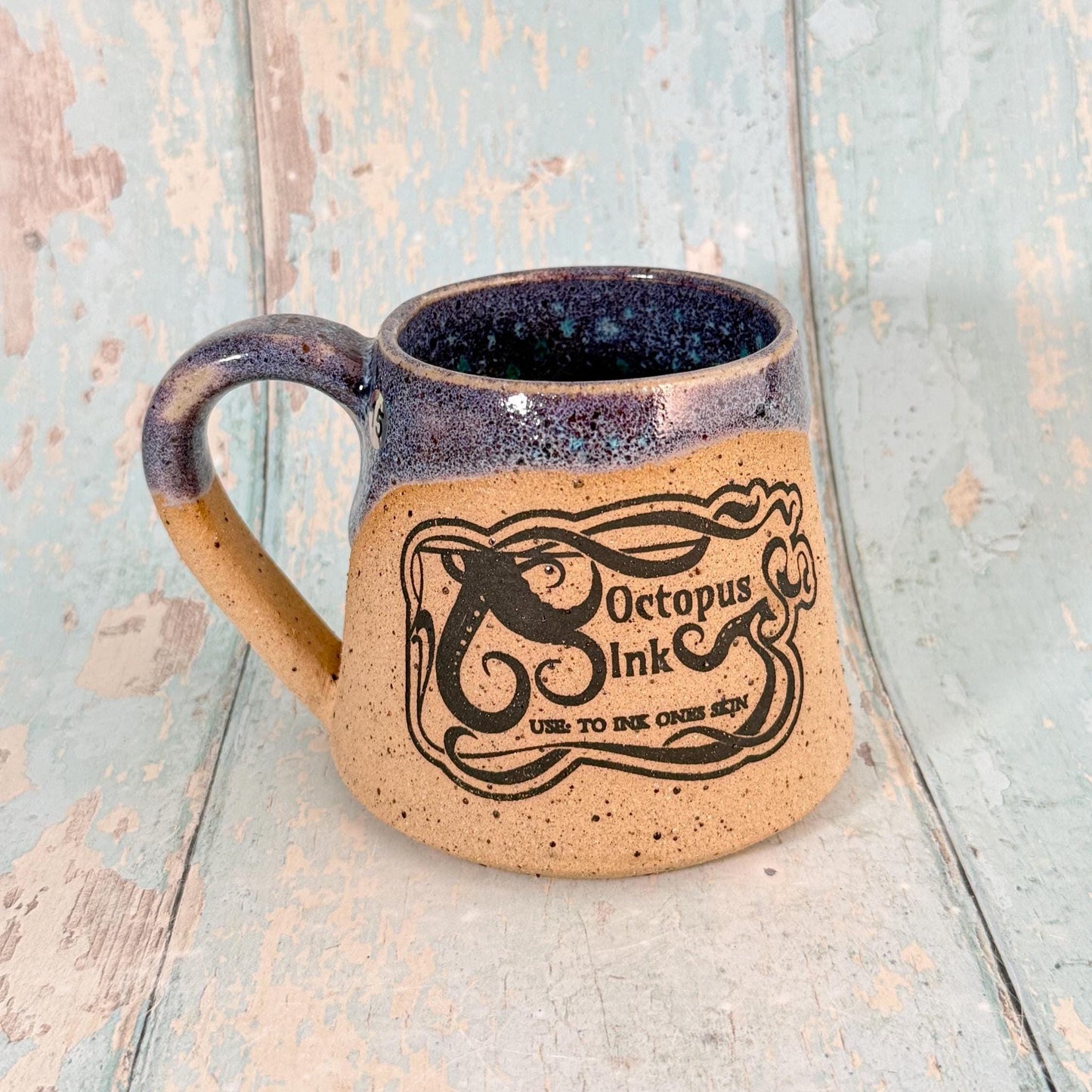 Purple Octopus Ink Halloween Witch Label Mug, Spooky Season Cup