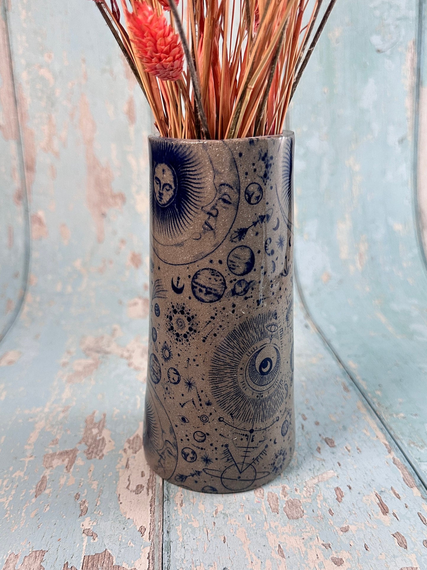 Grey Space Ceramic Vase, Handmade Modern Pottery