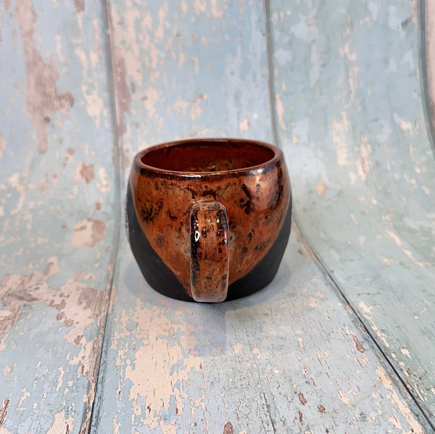 Copper Black Mushroom Mug, Large Fungi Ceramic Cup