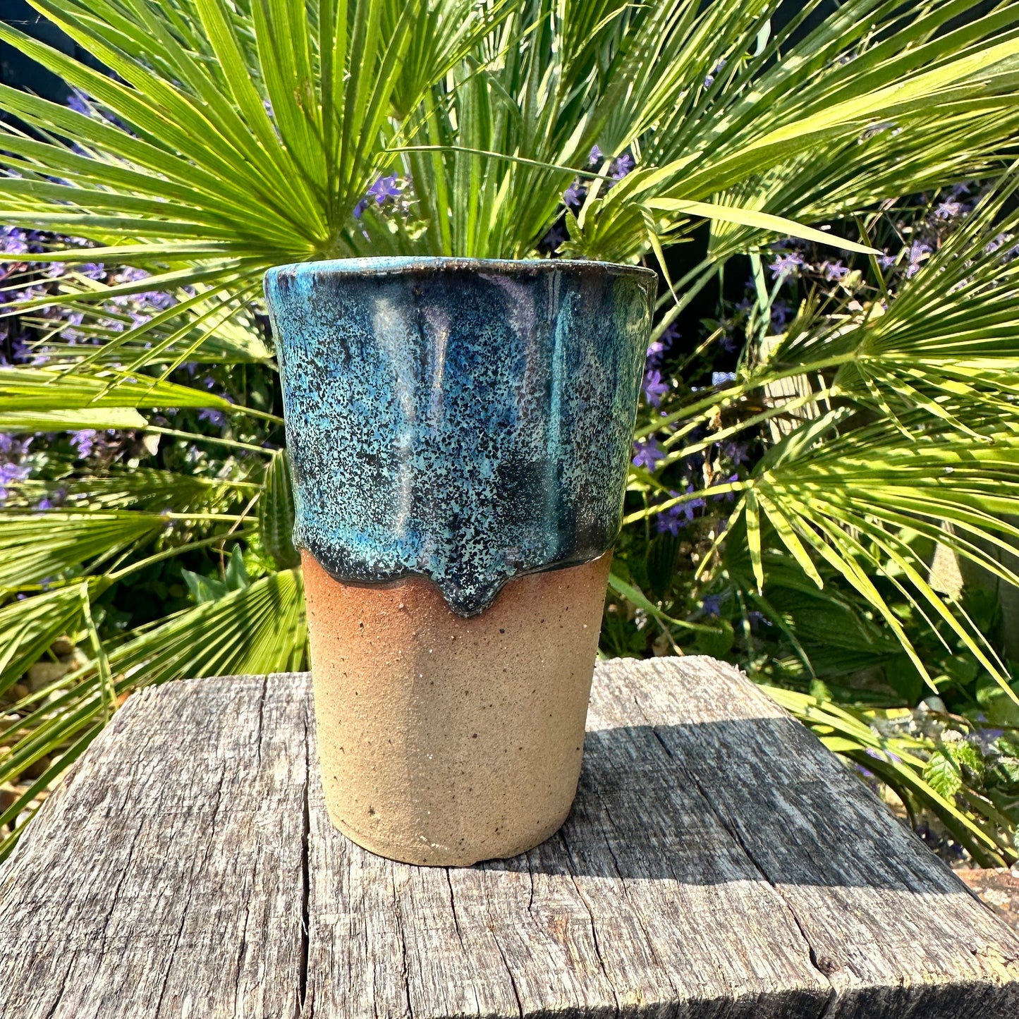 Blue Ceramic Tumbler, Handmade Modern Cup
