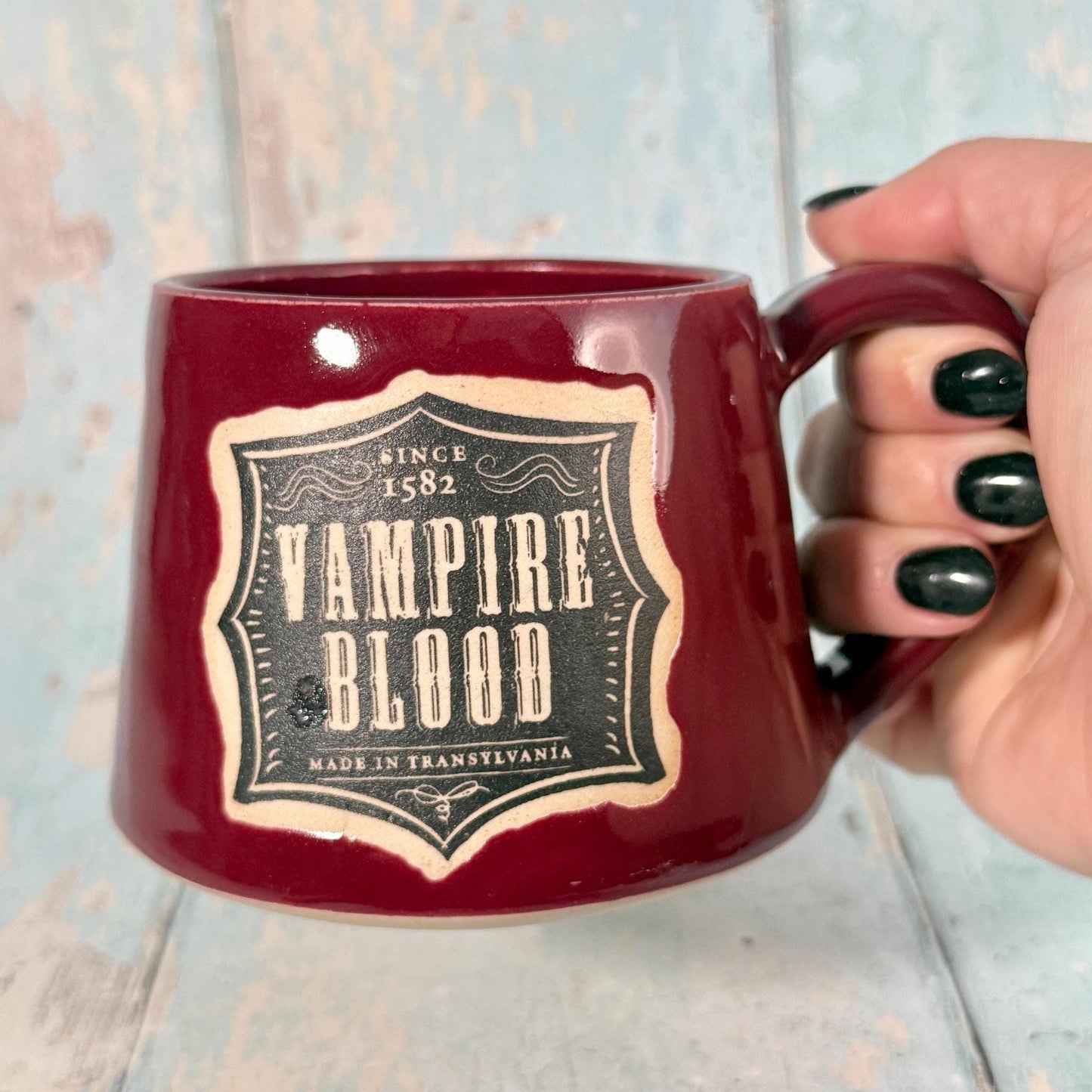 Vampire Blood Label Mug Halloween Spooky Season Cup