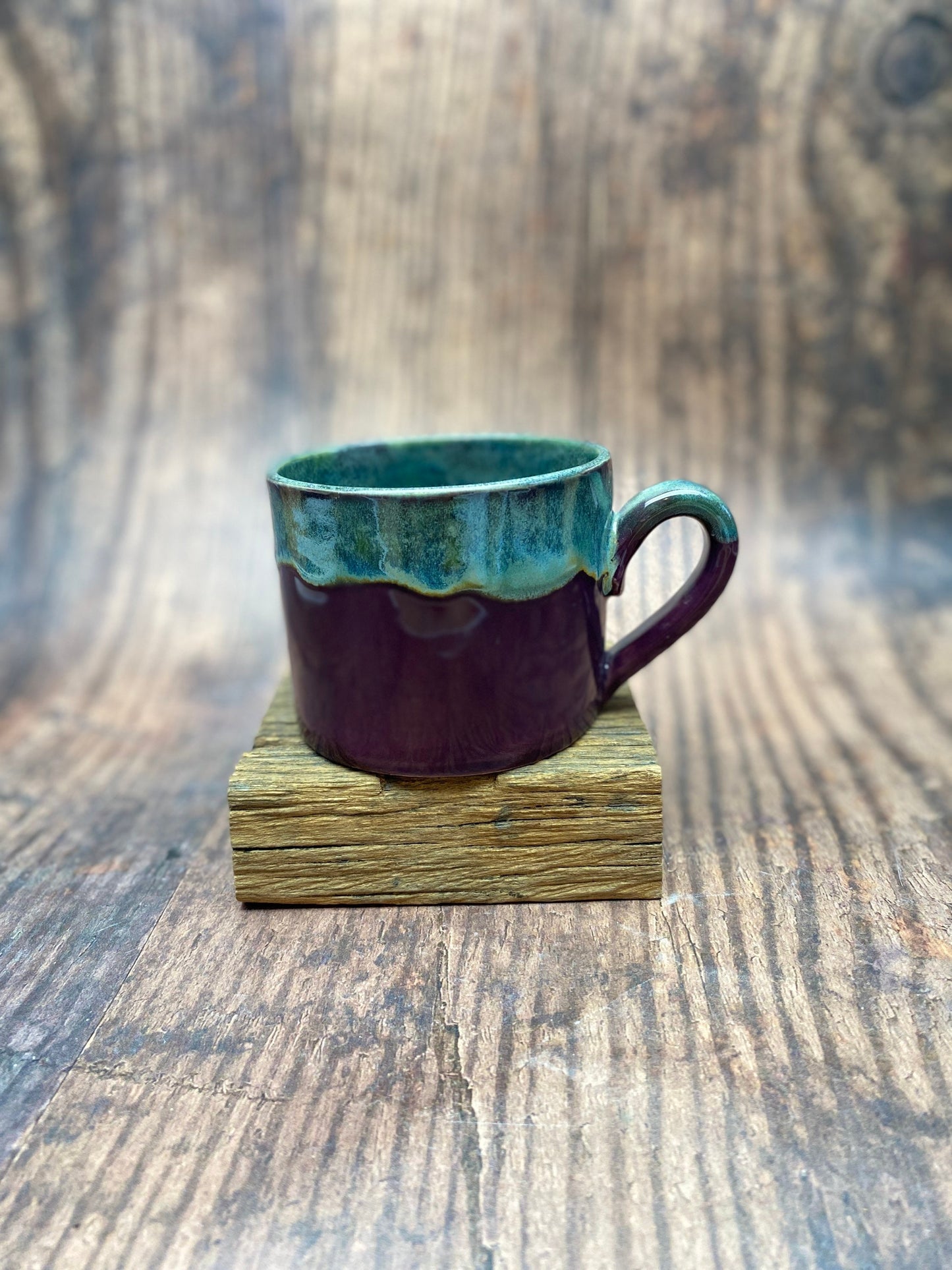Purple and Green Mug, Large Ceramic Cup