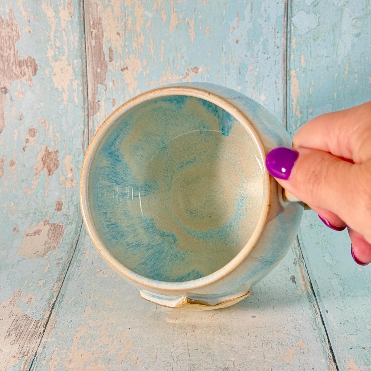 Blue Gold Star Mug, Handmade Ceramic Mug