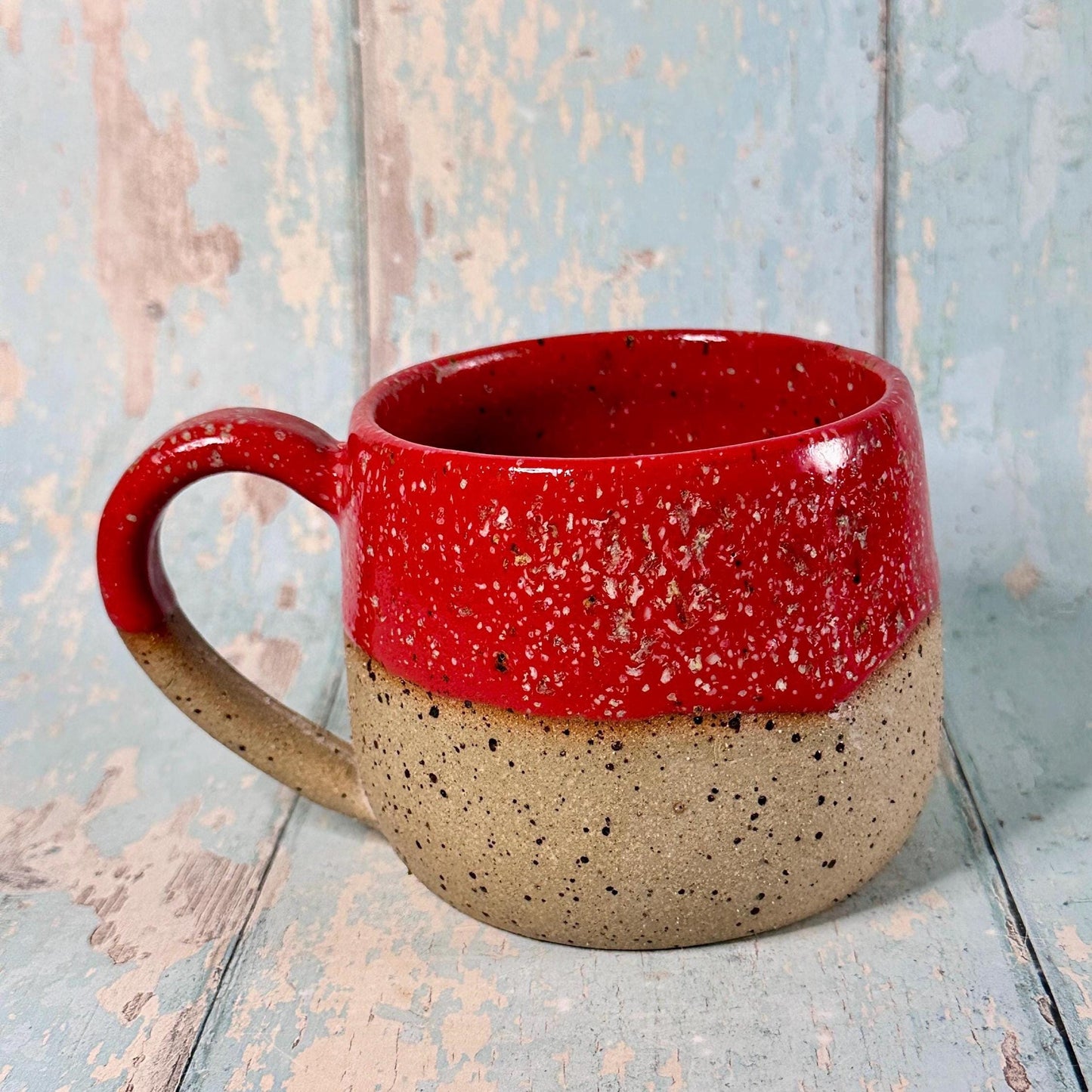 Red Christmas Hohoho Mug, Handmade Ceramic Cup - Father Christmas Santa