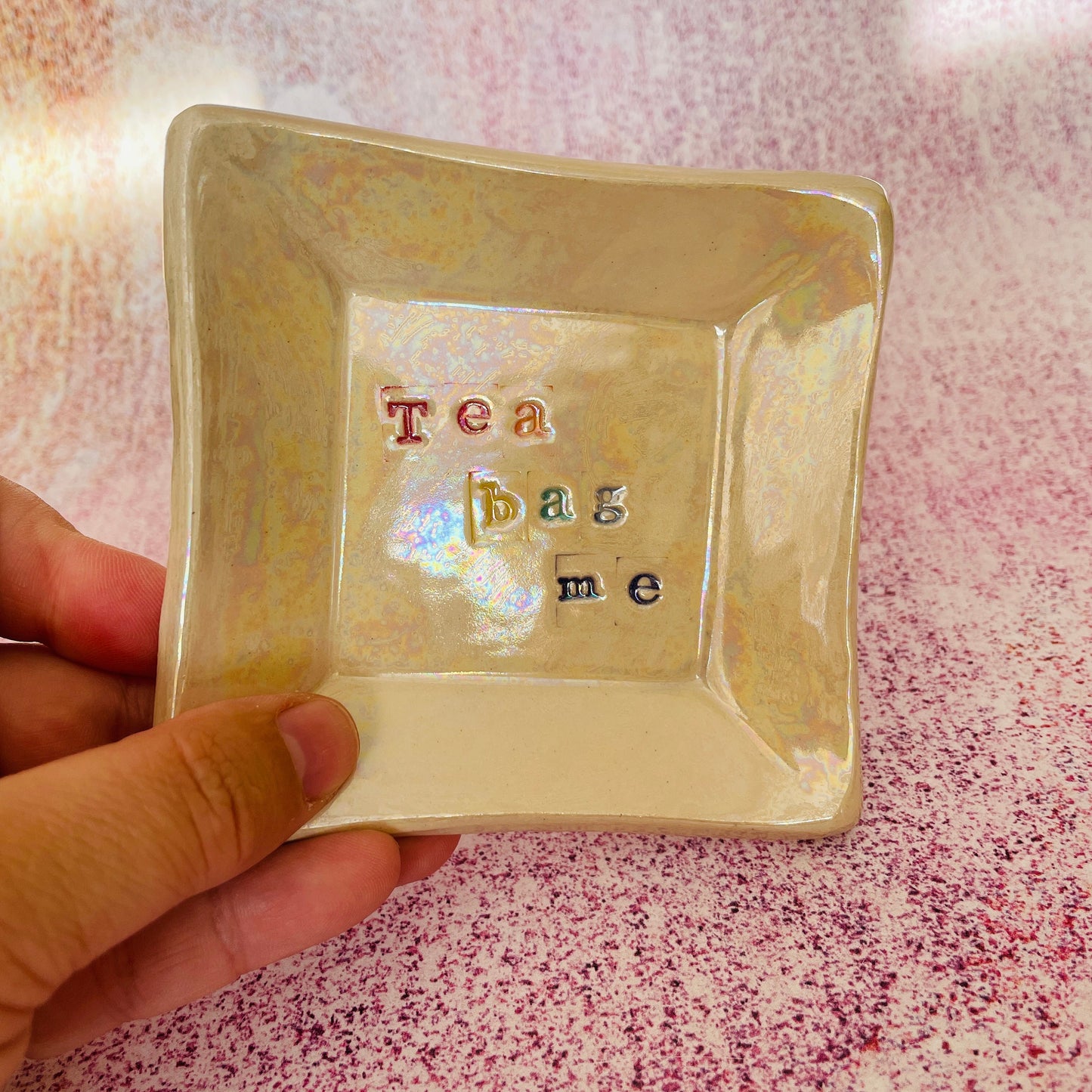 Rainbow Ceramic Dish, Tea Bag Holder