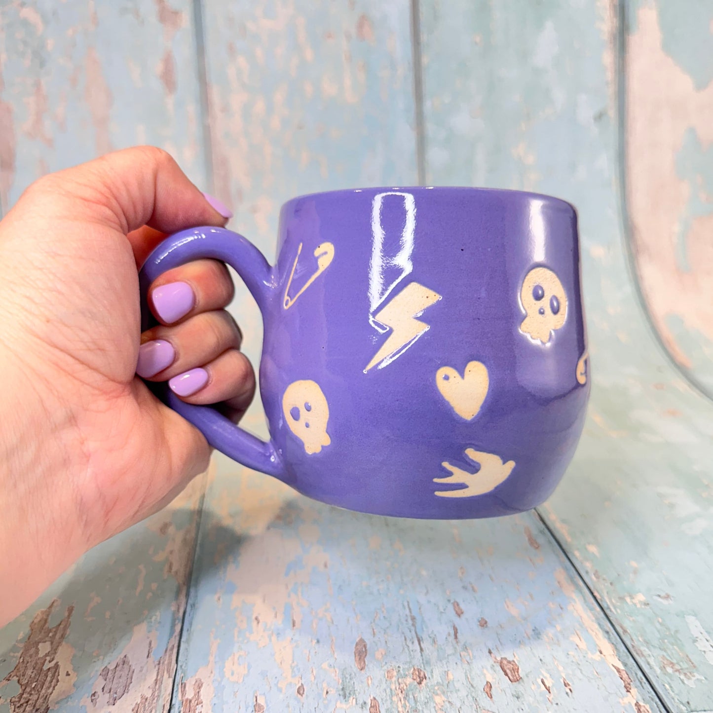 Purple Punk Mug, Handmade Ceramic Cup