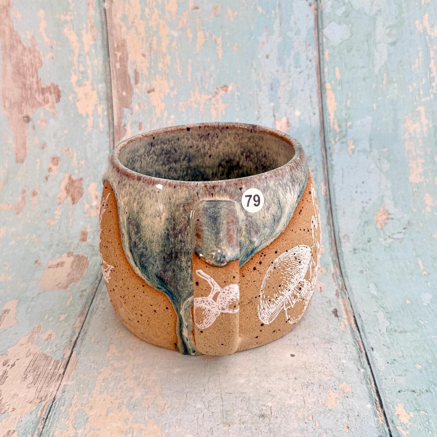 Blue Autumn Fall Mug, Large Ceramic Cup
