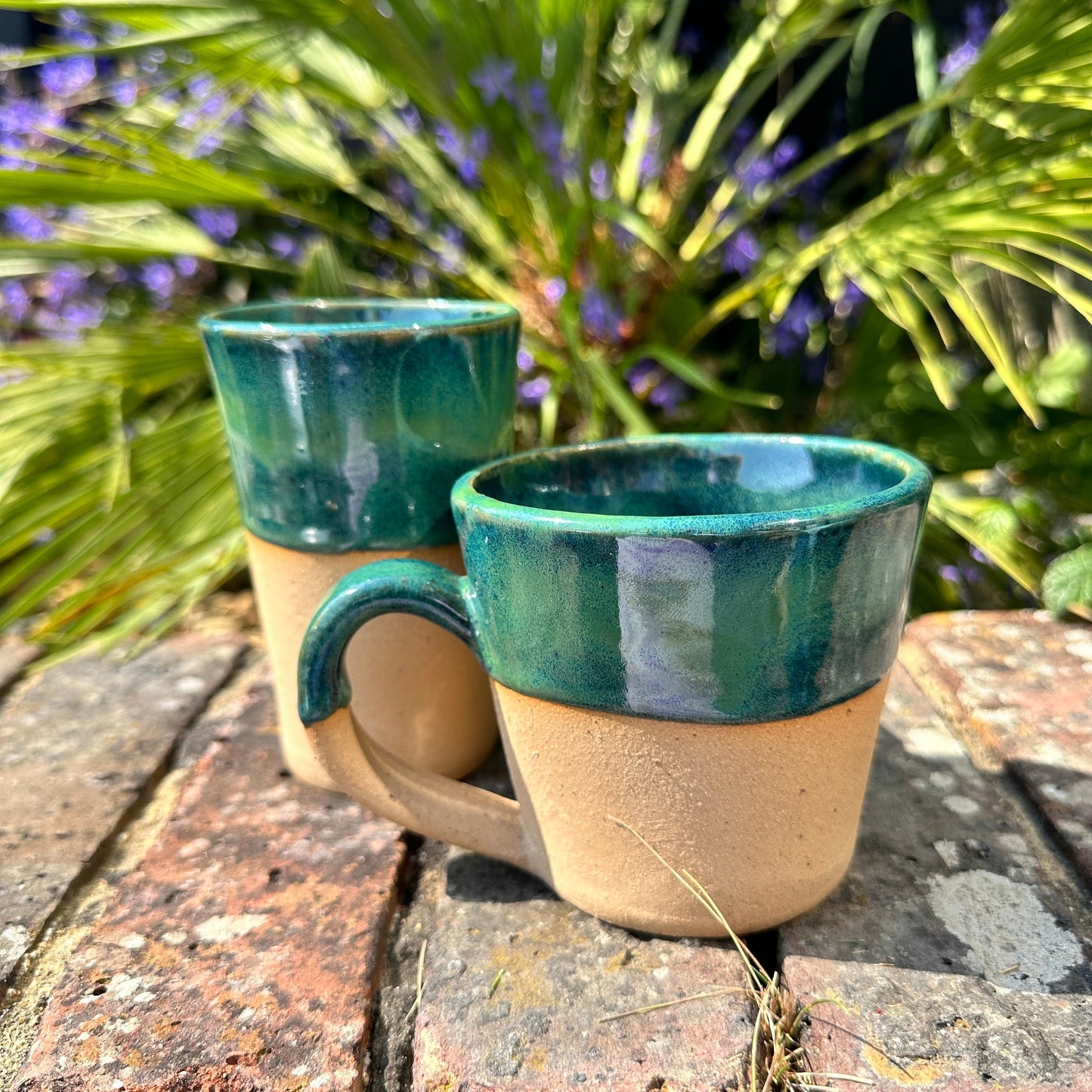 Green Ceramic Mug, Handmade Pottery Cup