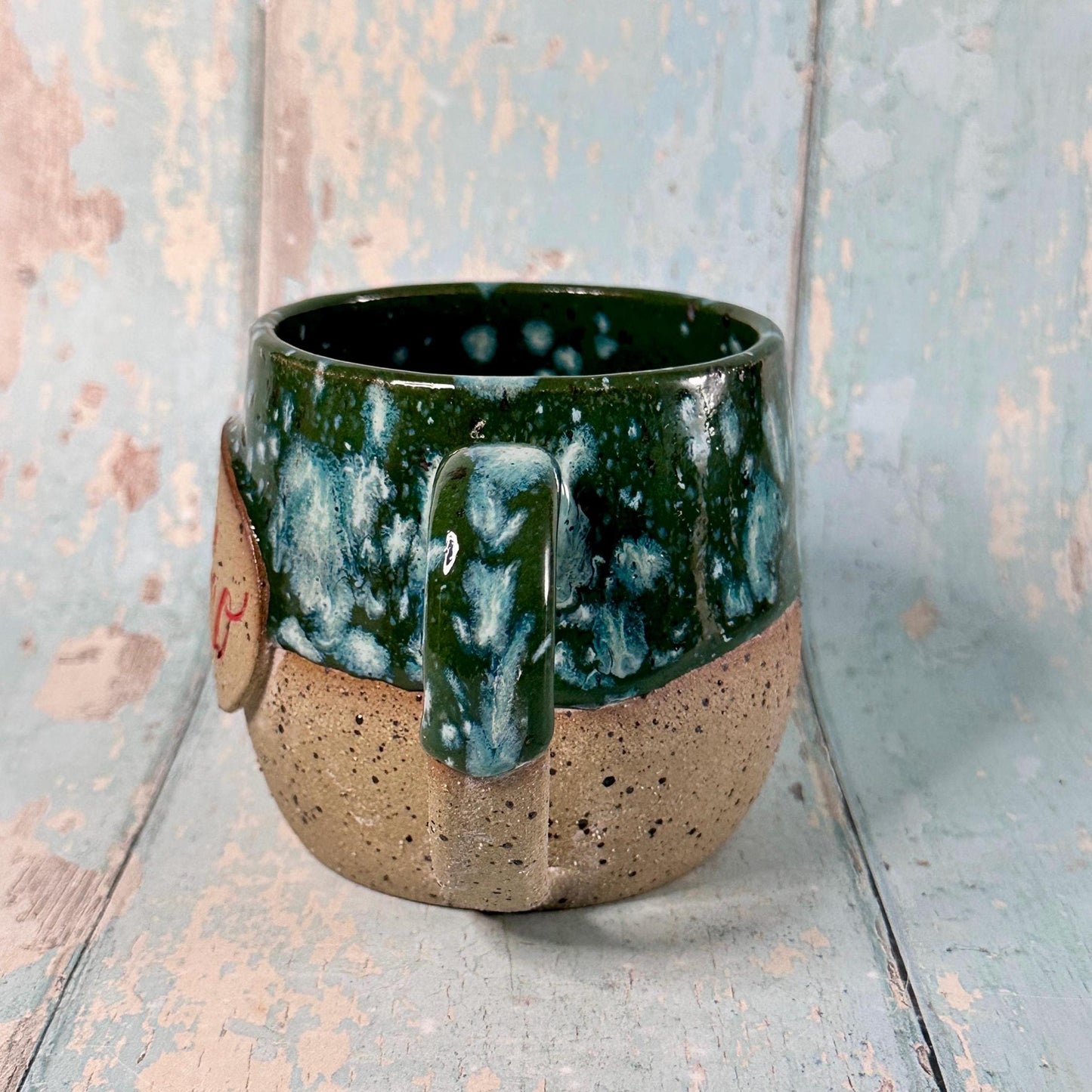Green Christmas Hohoho Mug, Handmade Ceramic Cup - Father Christmas Santa