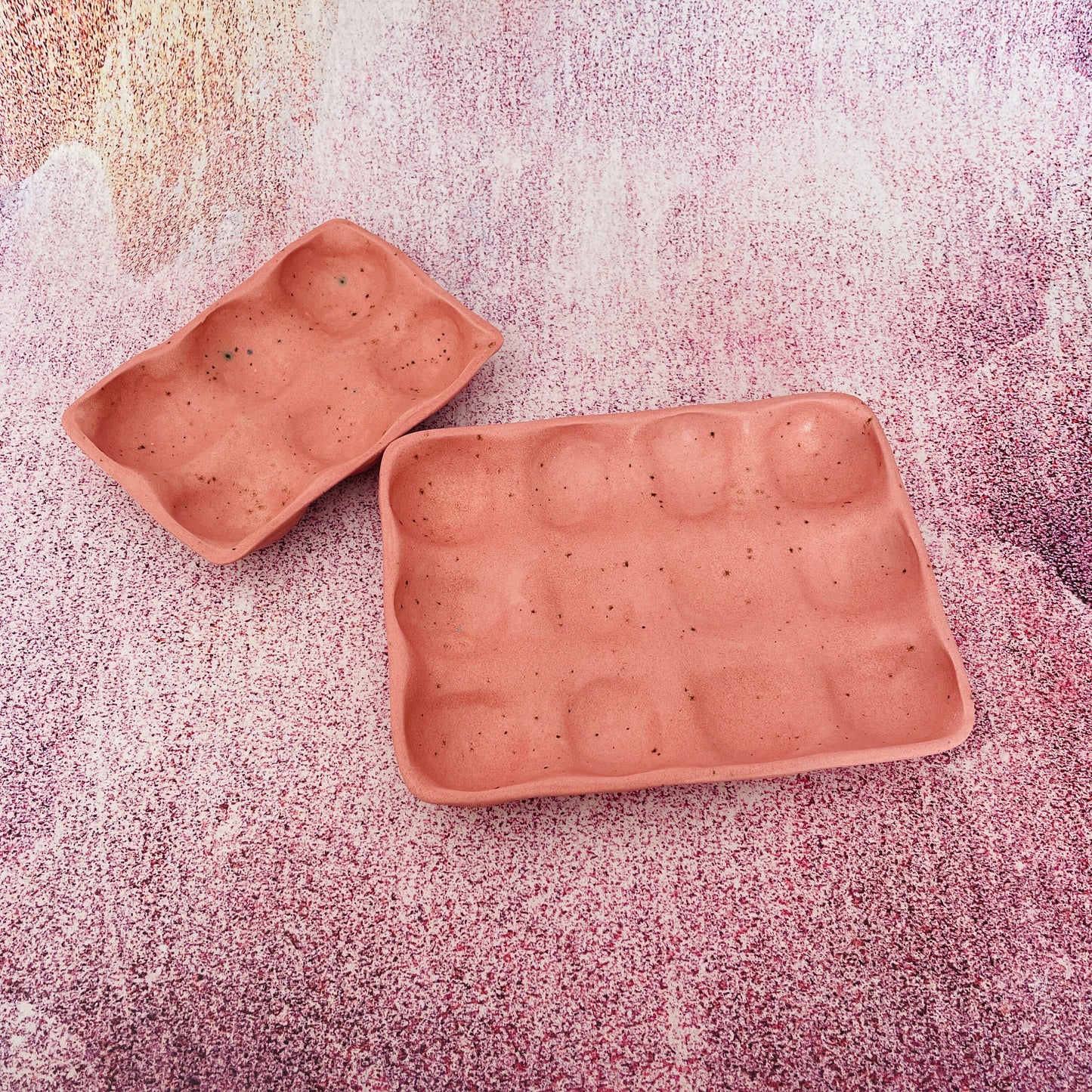Pink Ceramic Egg Tray - 6 or 12 Eggs - Handmade Pottery Egg Holder