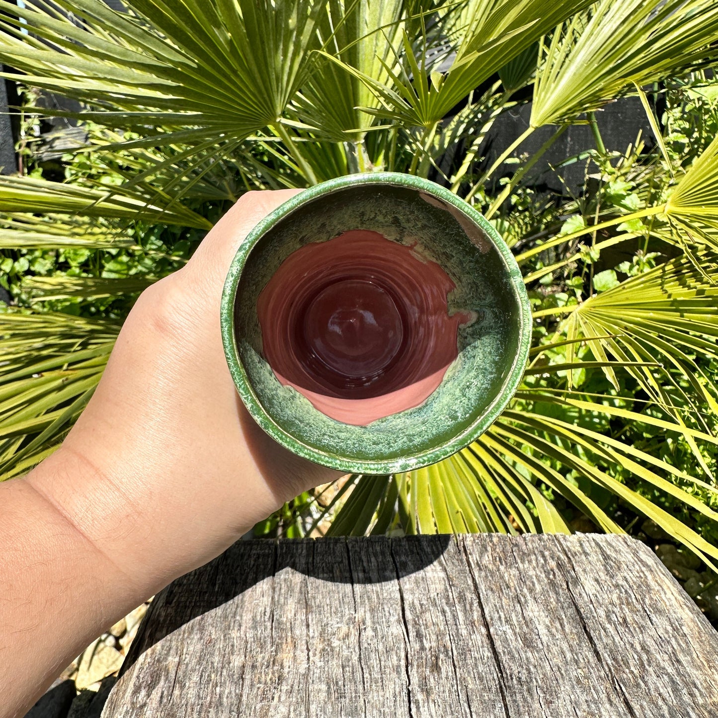 Ceramic Watermelon Drinks Tall Tumbler, Large Pink and Green Water Cup