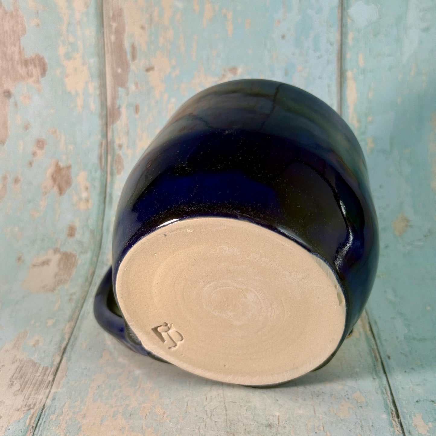 Dark Blue Gold Star Mug, Handmade Ceramic Mug